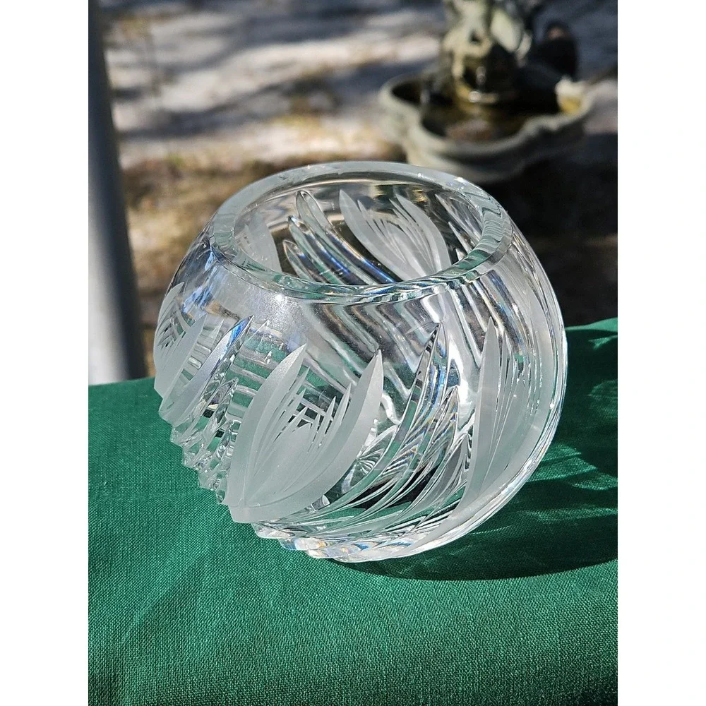 Cut Glass Crystal Rose Bowl 4